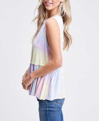 cali tie dye peplum tank