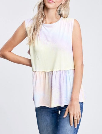 cali tie dye peplum tank