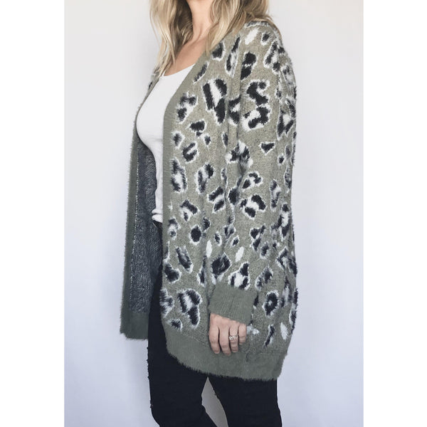 lux leopard cardigan - blushberry