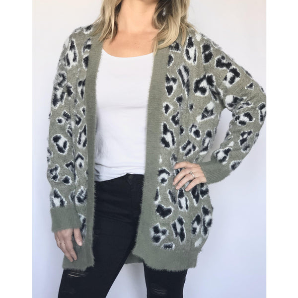 lux leopard cardigan - blushberry