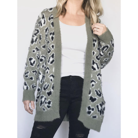 lux leopard cardigan - blushberry