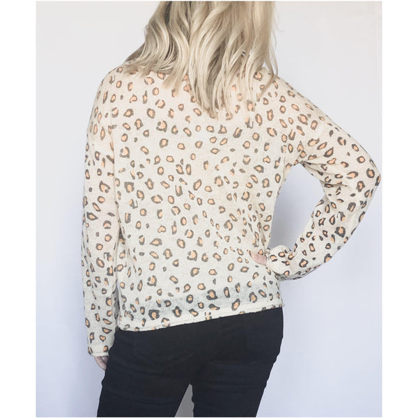 lane leopard sweater - blushberry