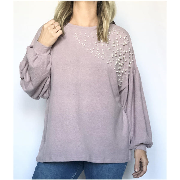 poppy pearl sweater - blushberry