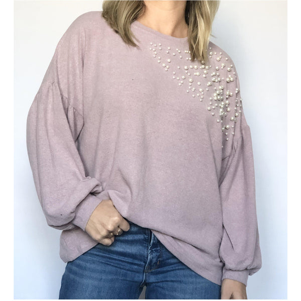 poppy pearl sweater - blushberry