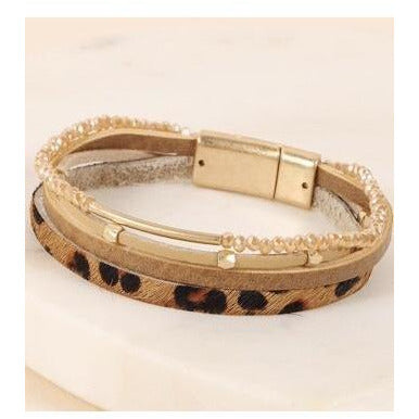 maxwell leopard stack bracelet - blushberry