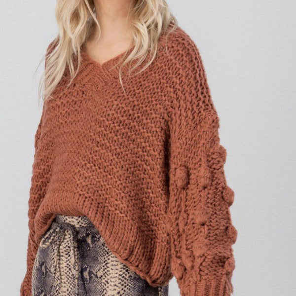 porter pom sweater - blushberry