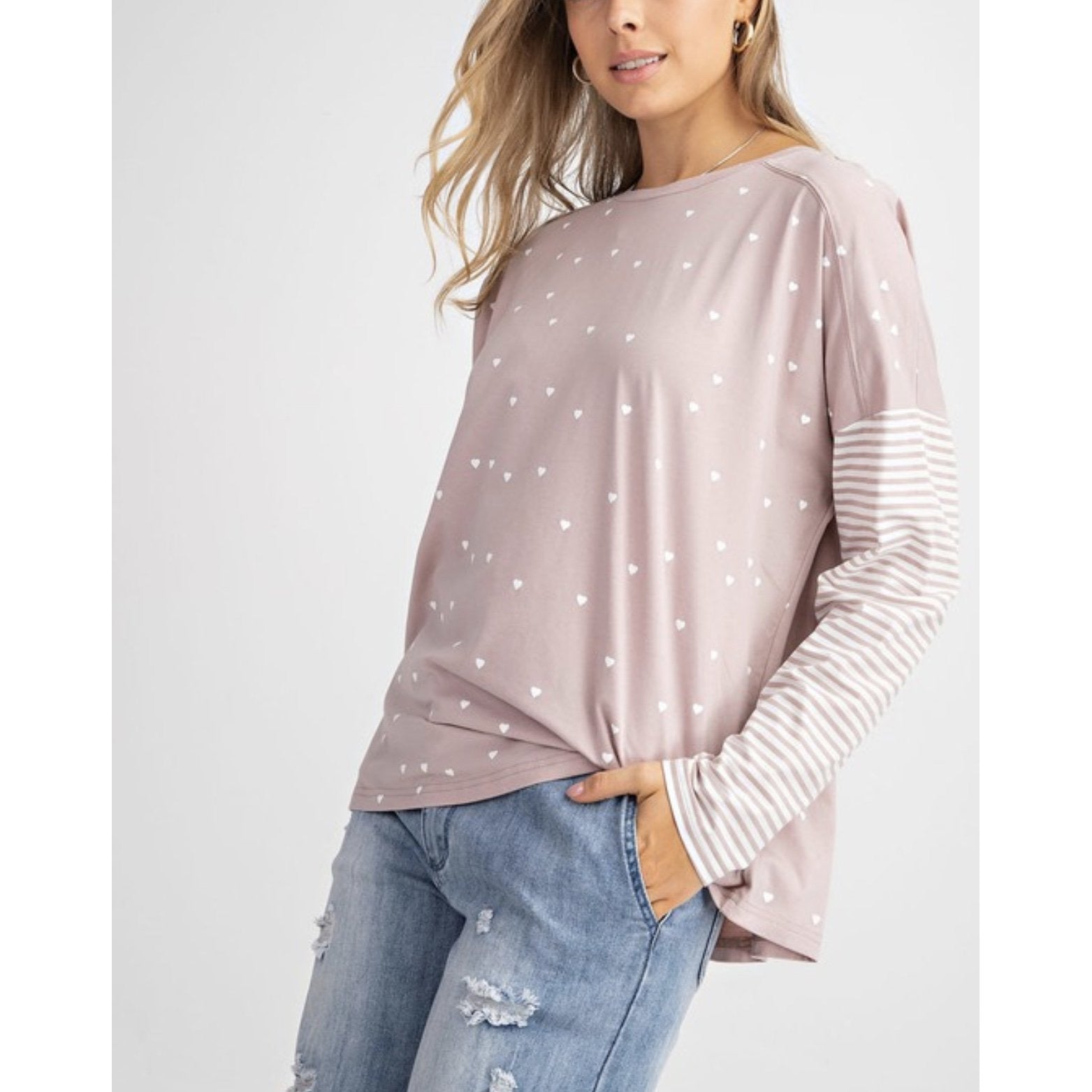 blush heart tee pullover