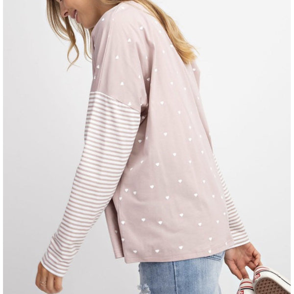 blush heart tee pullover