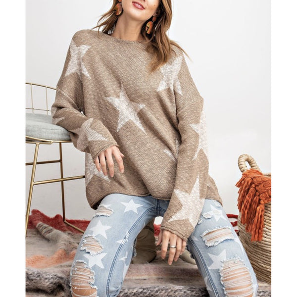 hutton star sweater- taupe