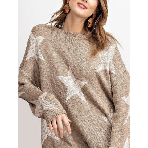 hutton star sweater- taupe