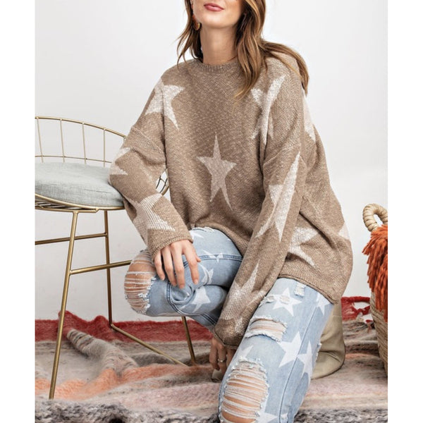 hutton star sweater- taupe