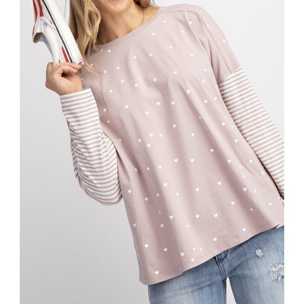 blush heart tee pullover