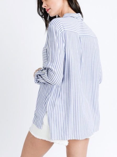 the mae striped top - blue