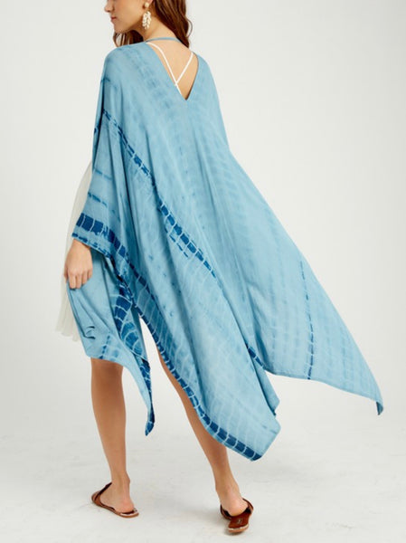 tie dye print kimono - blue