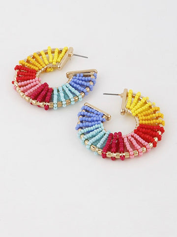 rainbow bead hoop earrings