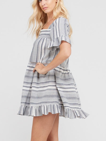 blue babydoll striped dress