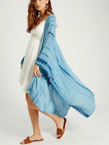 tie dye print kimono - blue