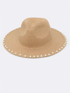 emmy pearl straw hat - khaki