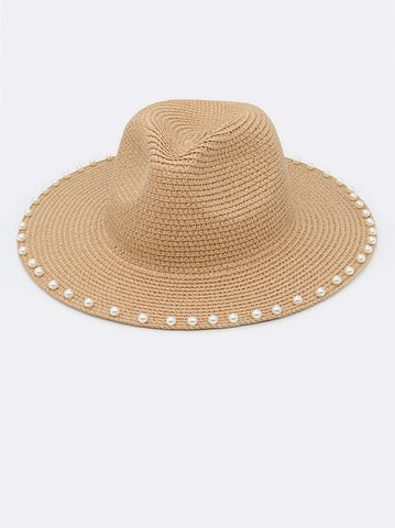 emmy pearl straw hat - khaki