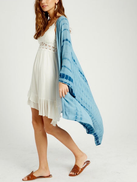 tie dye print kimono - blue