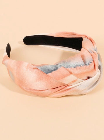 tie dye headband - peach + light blue