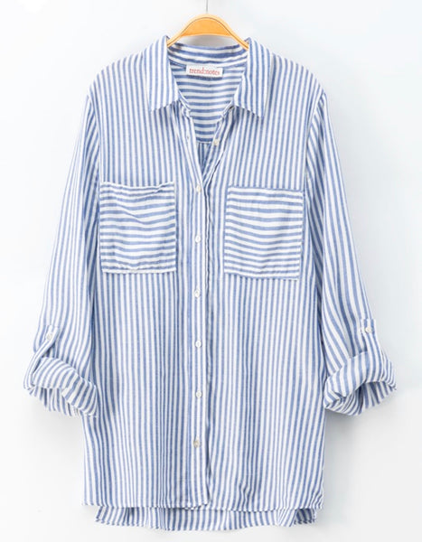 the mae striped top - blue