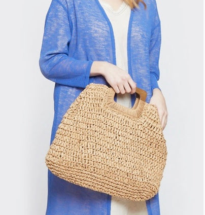 the palm straw beach bag